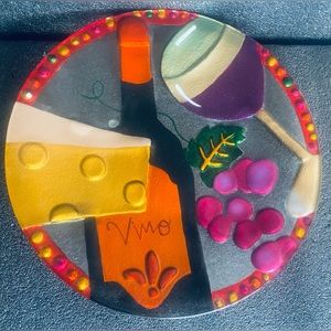 Lori Siebert by Silvestri VINO Wine & Cheese 11" Handblown Plate